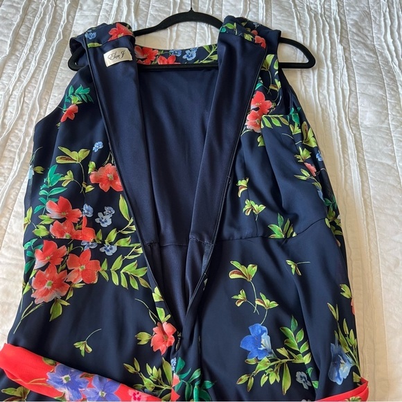 Eliza J Floral Midi Maxi Dress Navy and Pink Plus Size - Picture 8 of 14